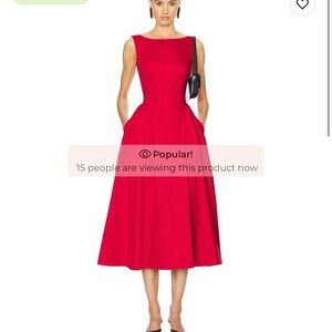 Sleeveless Red Midi Dress with Full Skirt